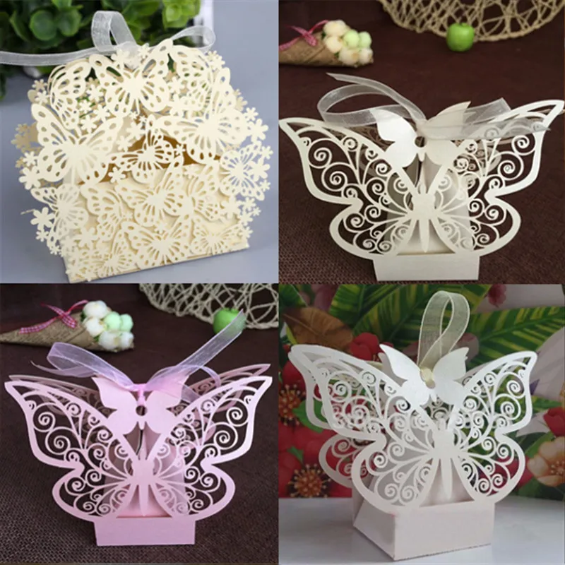 Упаковка из 50 шт. в коробке Свадебные Роскошные пустотелые бабочки с лазерной