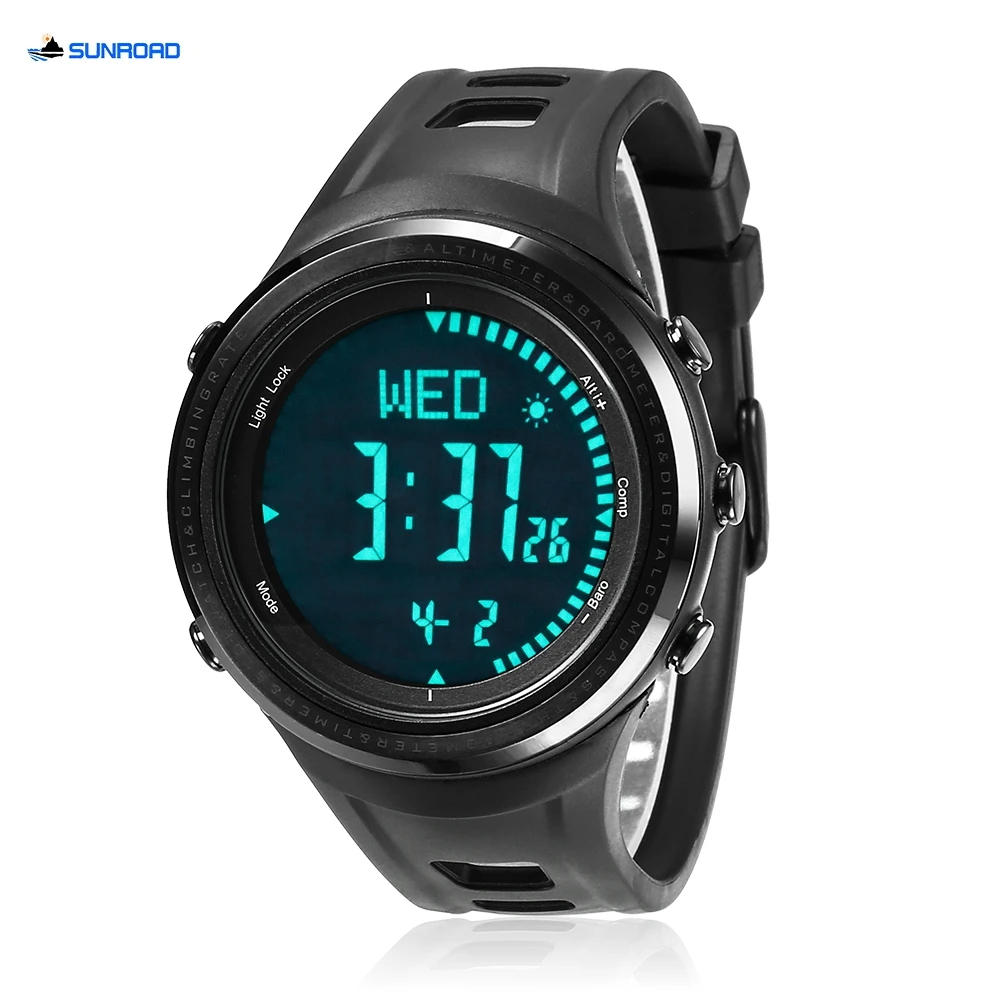 SUNROAD FR802BN Men Digital Sports Watch Pedometer Stopwatch Weather Forecast Compass Wristwatch