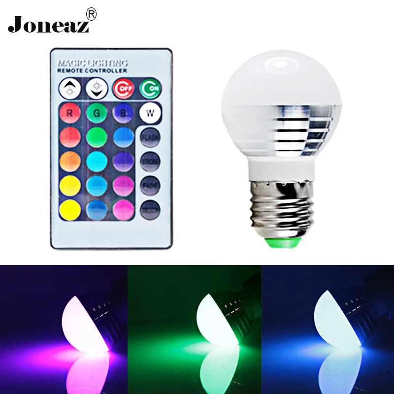 4 шт Rgb светодиодные лампы 110 V 220 V bombillas 3 W высокой мощности E27 E14 GU10 GU5.3 B22 потолочный светильник затемнения дистанционного декоративные Joneaz