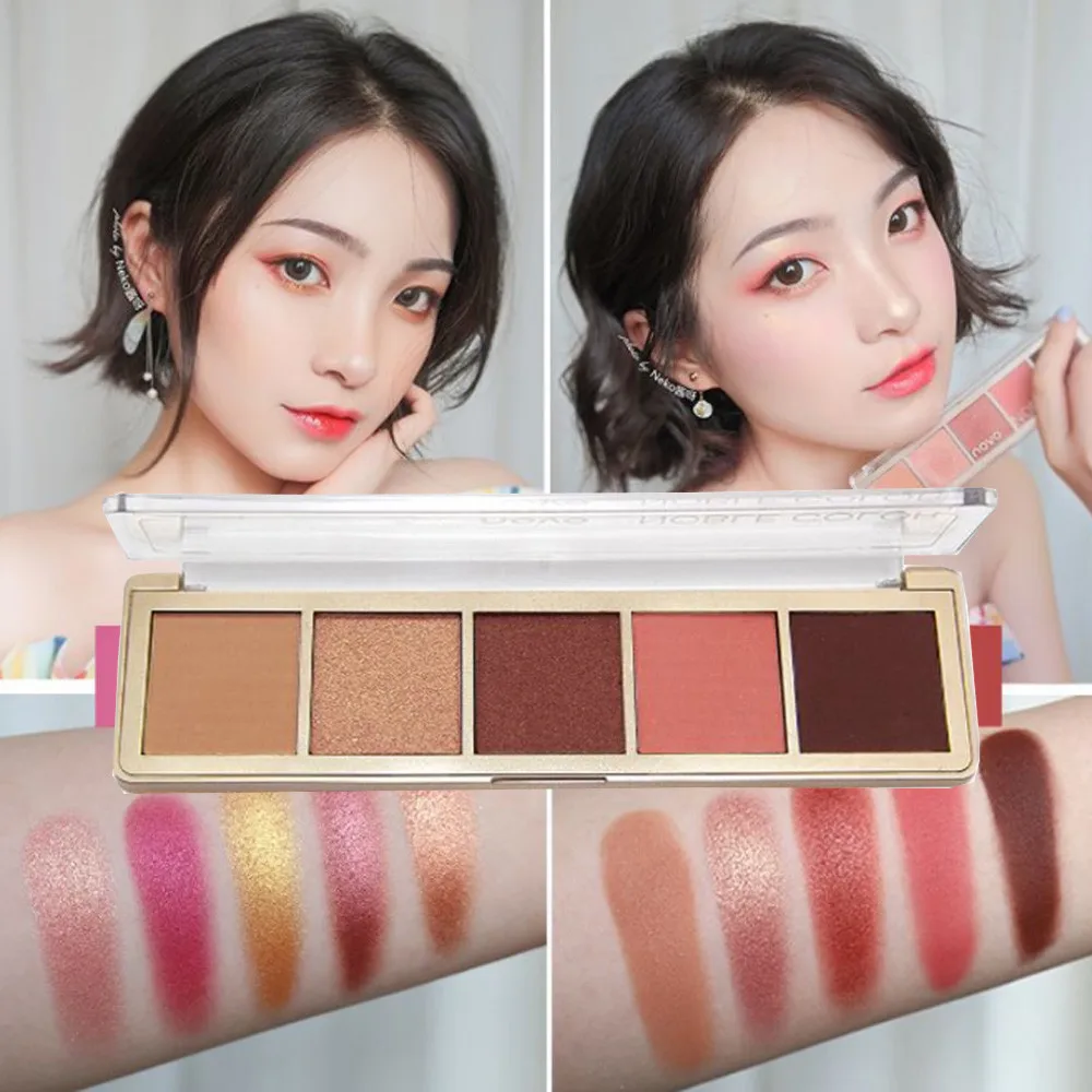 

NOVO Makeup Nudes Palette 5 Colors Matte Eyeshadow Pallete glitter powder0503MZH