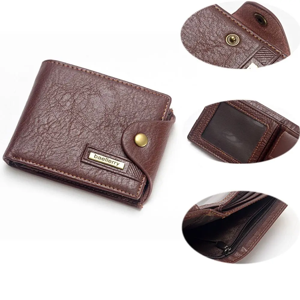 

Patchwork Leather Vintage Wallets Short Slim Male Purse With Coin Pocket Card Holder Trifold Wallet Men Clutch Money Bag
