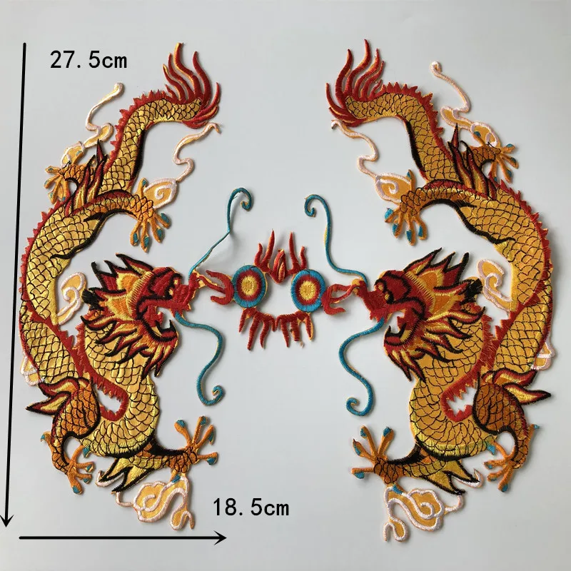 SASKIA 1 шт. китайский вышитые золотой дракон нашивки Вышивка Феникс патч гладить на костюмы для косплея аппликационный костюм Diy Stick