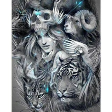 Diy фото на заказ Алмазная вышивка череп девушка тигр овца Алмазная картина полная Мозаика из стразов, 5d Вышивка крестиком горный хрусталь декор