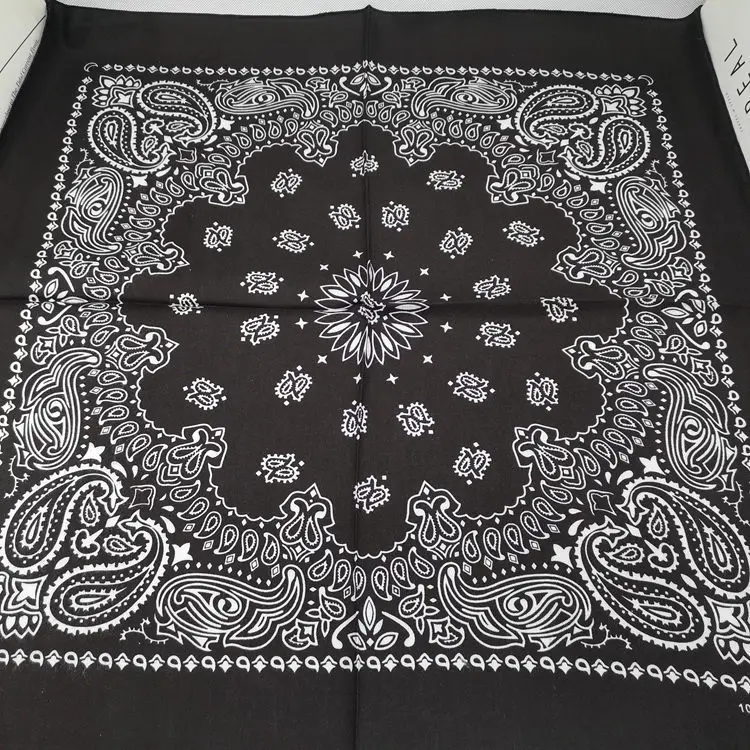 60*60cm 100% Cotton Black Red Hip-Hop Paisley Bandanas Scarf Punk Skull Bandana Headband Wrap Scarf For Men/Women mens cotton scarf Scarves