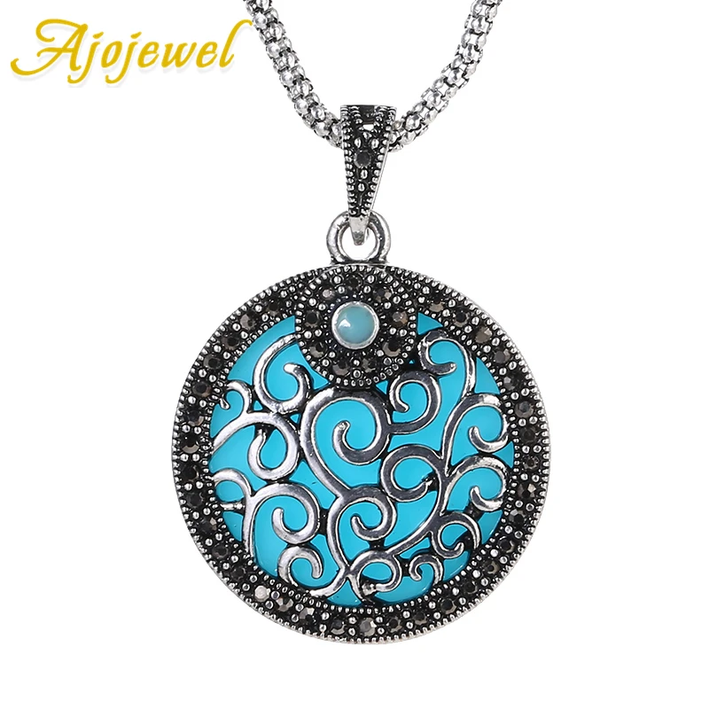 Ajojewel, черные стразы, красные/Синие Ювелирные наборы, винтажный круглый ювелирный набор из смолы для женщин с коробкой