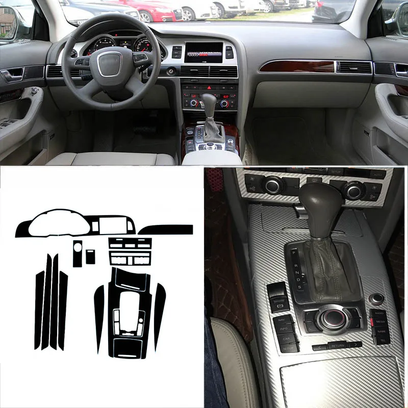 

Car-Styling New 3D Carbon Fiber Car Interior Center Console Color Change Molding Sticker Decals For Audi A6 2005-2011