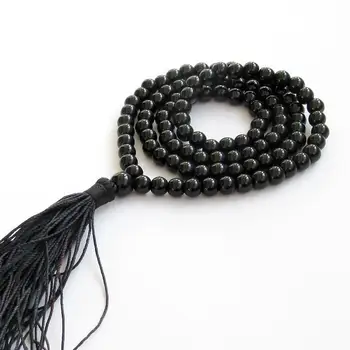 

AAA 6mm 108 Black Gem Beads Tibet Buddhist Prayer Mala Necklace A+009
