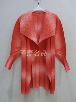 

FREE SHIPPING Miyake fold vitality unique iridescence tie-dye gradient circular sleeve cardigan coat IN STOCK