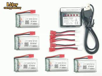 

3.7V 1000mAh 902540 LiPo Battery Integrated charger for X5hw x5hc RC Drone Quadcopter + AC 5in1 Charger Spare Parts Set