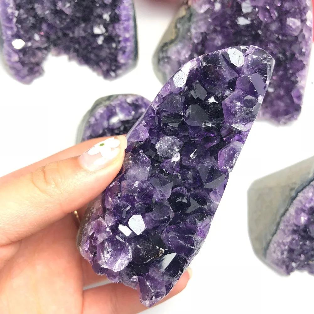 

Free Shipping Natural Amethyst clusters Amethyst hole ornaments wholesale cornucopia Amethyst Stone