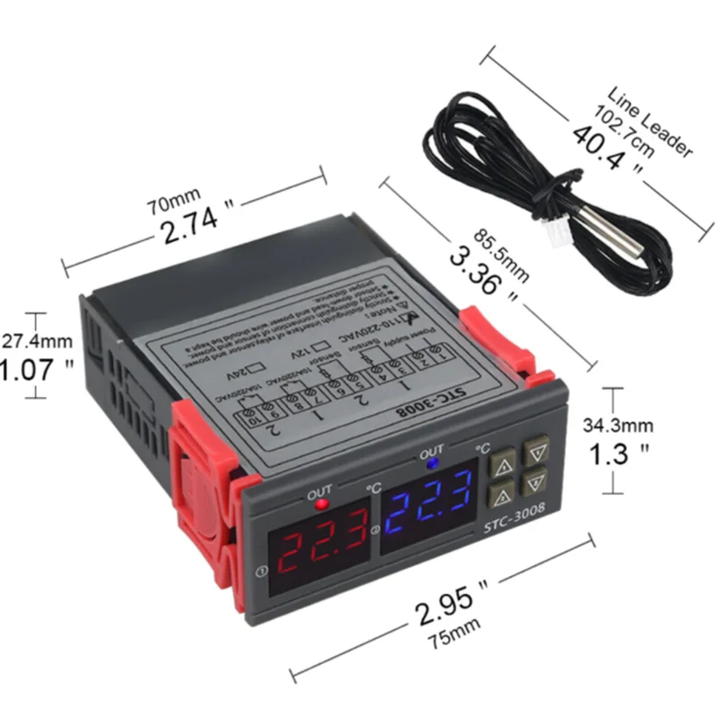 110-220 В цифровой регулятор температуры STC-3008 цифровой переключатель температуры Термостат NTC сенсор охладитель