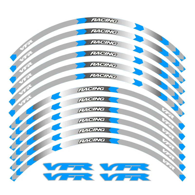 Горячая 7 стильных наклеек для колесных дисков мотоцикла 17 дюймов колеса для Honda VFR VFR750 VFR800 VFR1200 VFR1200F - Цвет: B bule