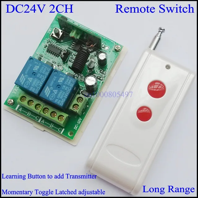 24v Dc 2ch Wireless Remote Control Switch Receiver Transmitter 24v Dc 2ch Wireless Remote Control Switch Receiver Transmitter Learning 315 433 Relay Controller