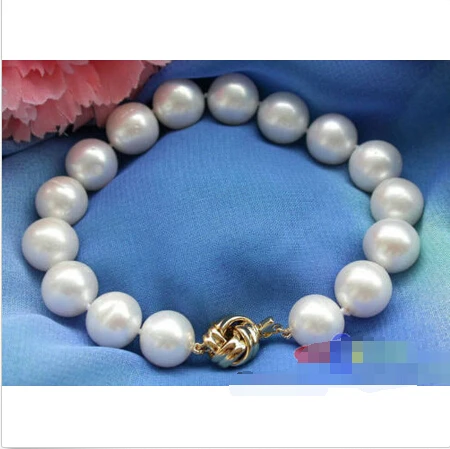 

Free shipping >>>>>>p3114 AA++ 8" 12mm white round freshwater cultured pearl bracelet