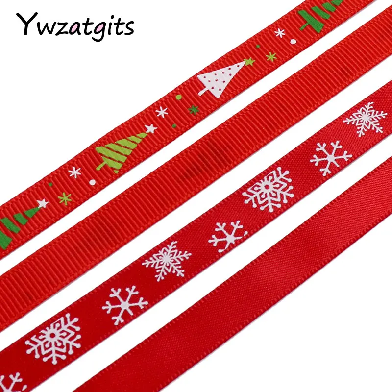 Ywzatgis 12 ярдов случайный стилей печати Grosgrain & атласная отделка ленты Рождество DIY