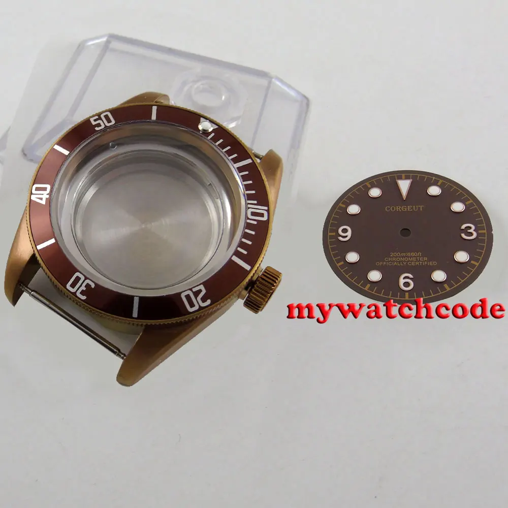 Vidro de Safira Case + Dial Café Assista Ajuste 2824 2836 Movimento C105 41mm Eta