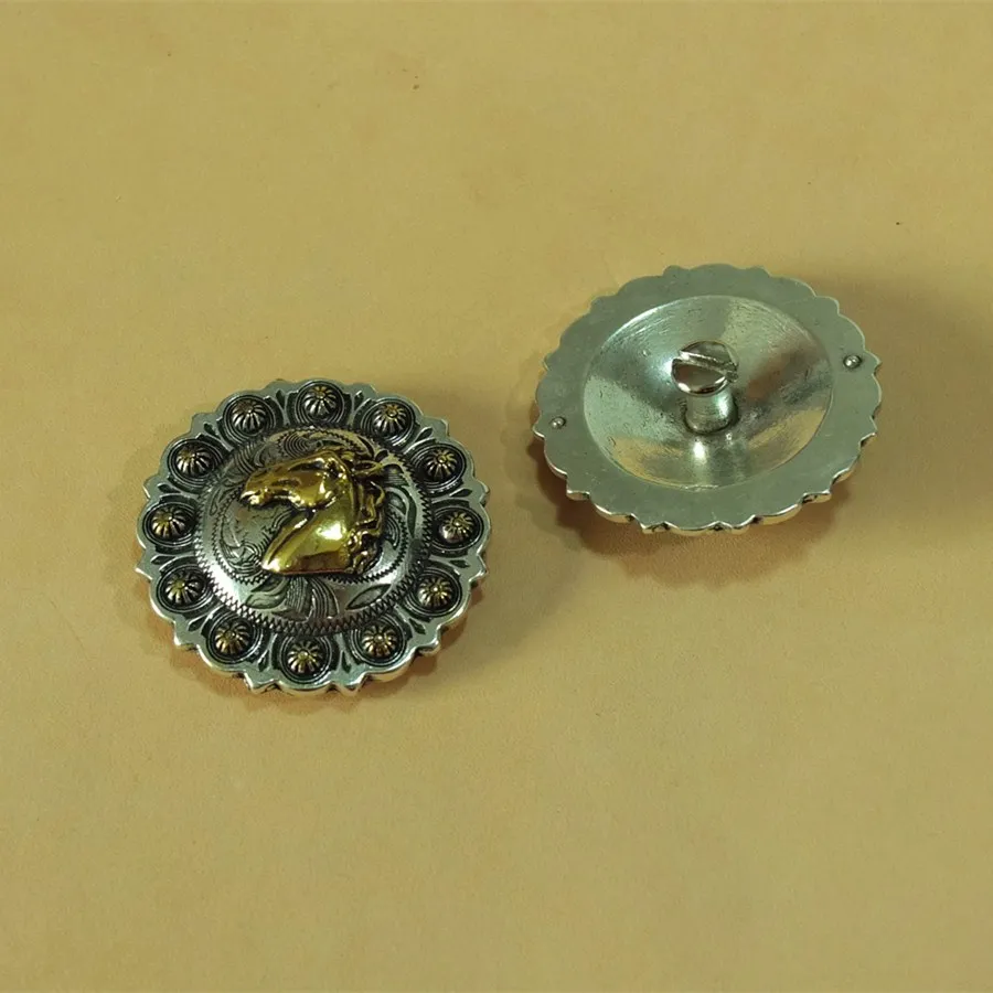 

DIY Leathercraft Hardware Gold Plated Western Horse Berry Concho Antique Sivler Finish #JP-3470SG-45