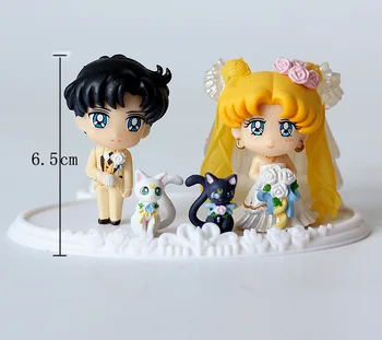 

5cm Sailor Moon Action Figures Happy Wedding Ver. Chiba Mamoru & Sailor Moon PVC figure Toy