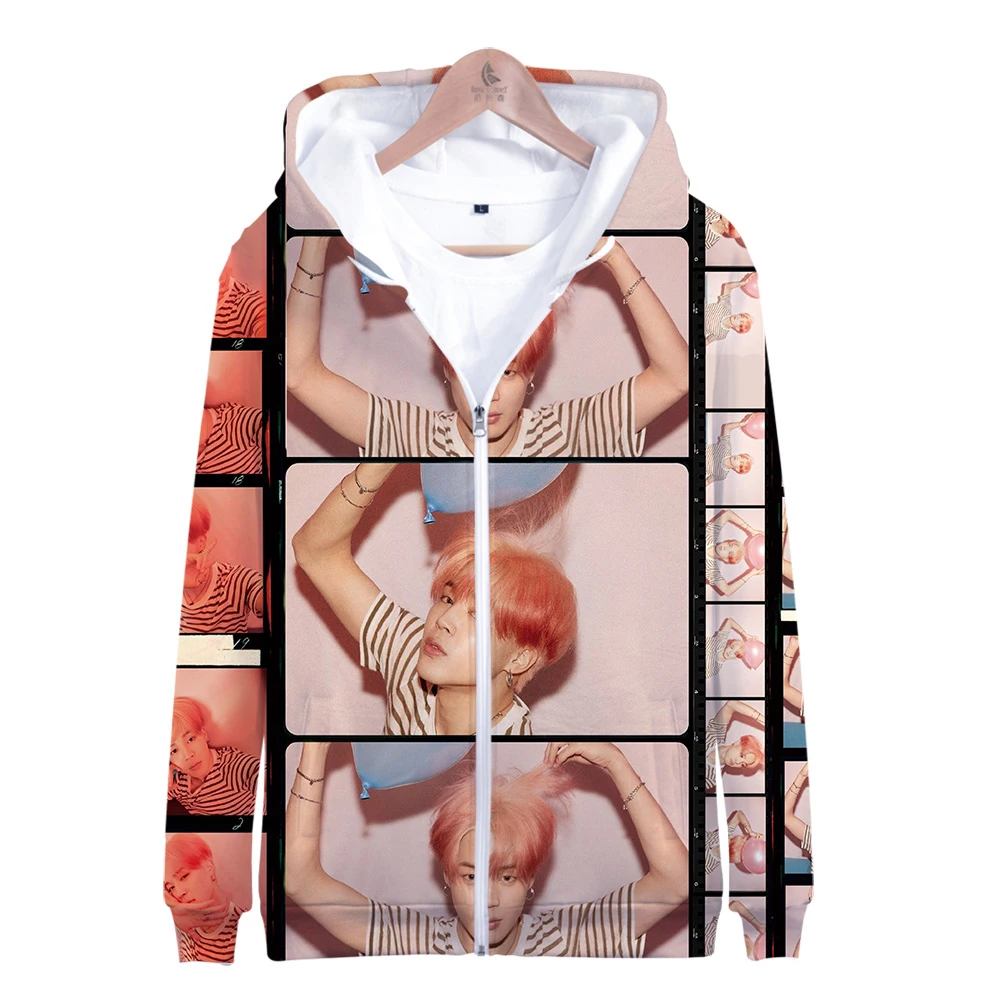 

BF 2019 New 3D Kpop MAP OF THE SOUL:PERSONA Zipper hooded sweatshirt Men/Women spring Casual Zipper clothes Plus Size 4XL
