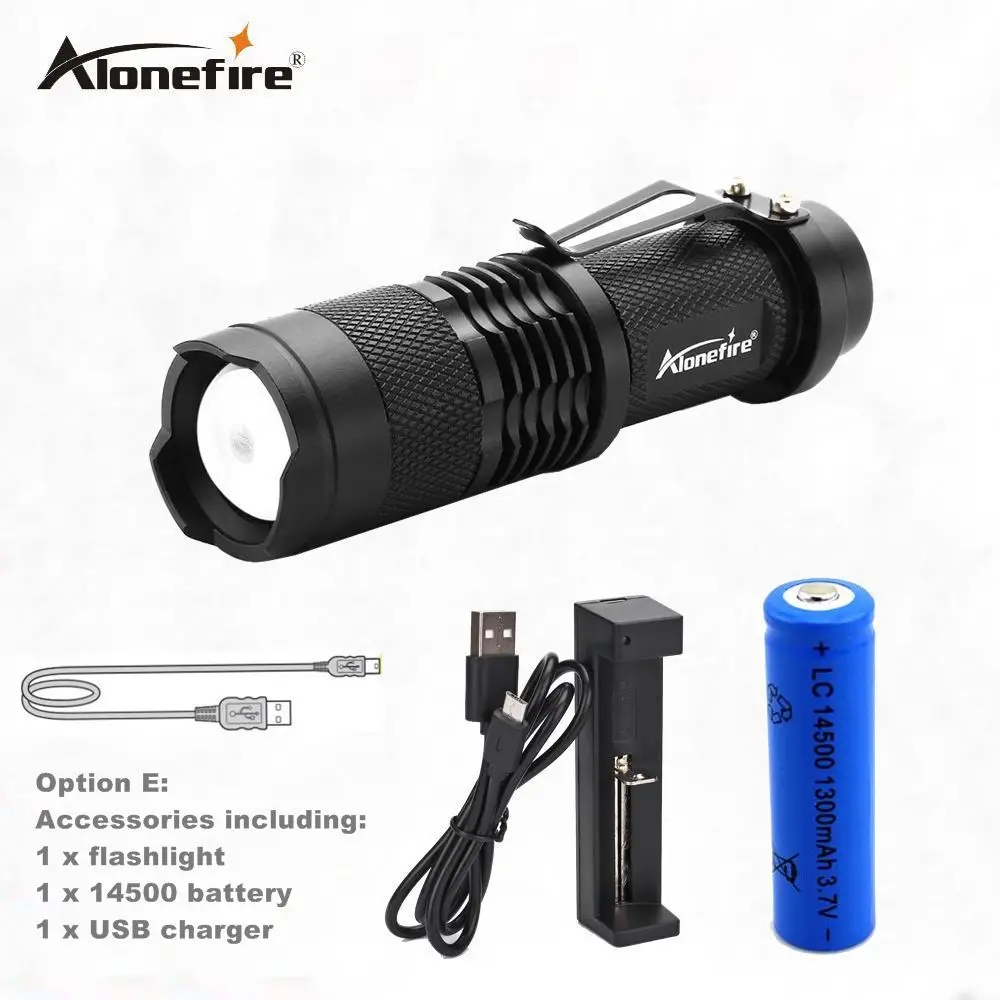 Alonefire SK68 CREE XPE Q5 светодиодный мини-фонарик Портативный Zoomable CREE Q5 светодиодный фонарь фонарик освещение для AA или 14500 - Испускаемый цвет: Option E