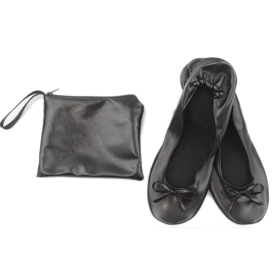 

Free shipping !Midnight BlackFoldable Ballet Flats for Wedding