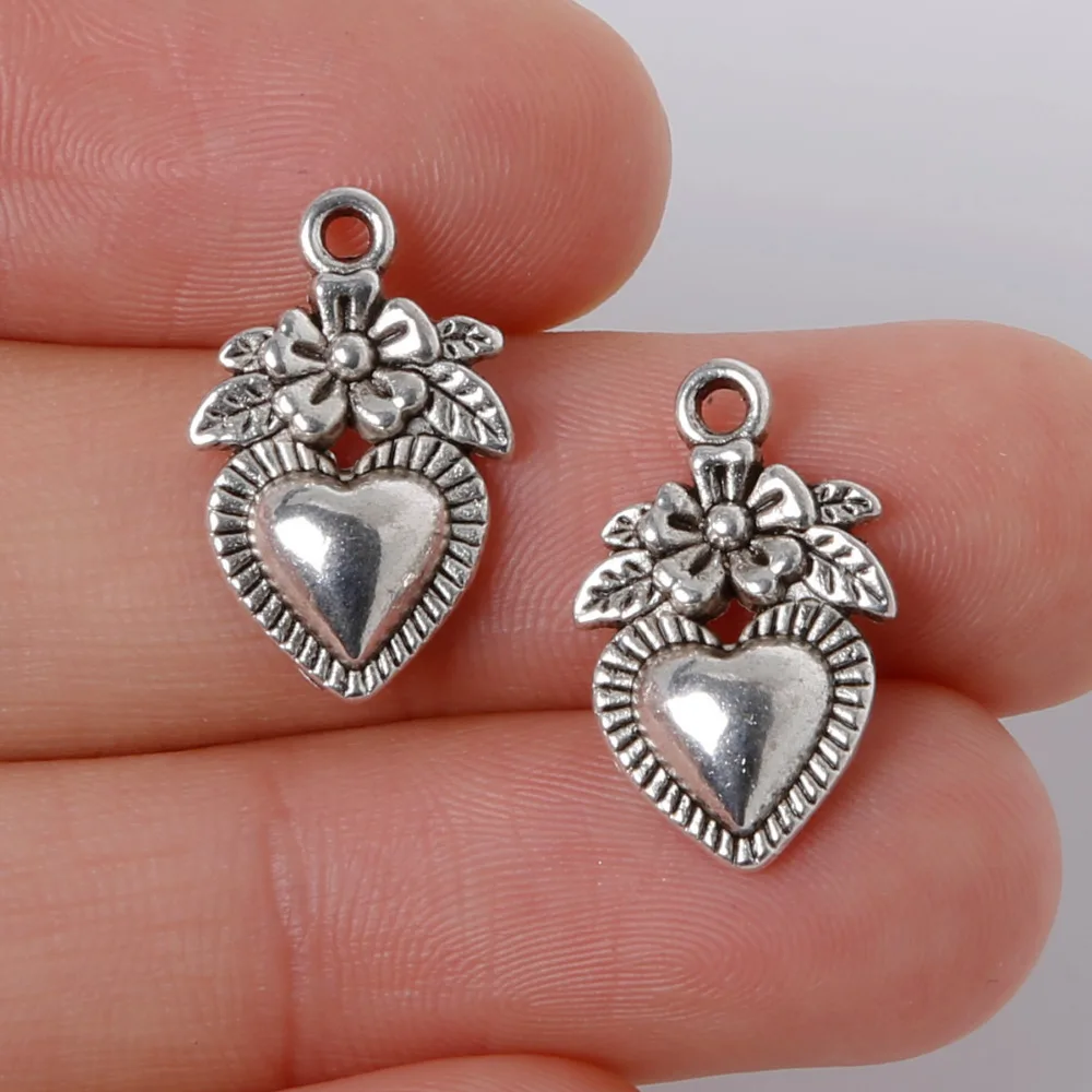 

Promotion 10pcs 12x18mm Zinc Alloy Antique Silver Loving Heart Charms Pendant Jewelry Findings for DIY fashion bracelet necklace
