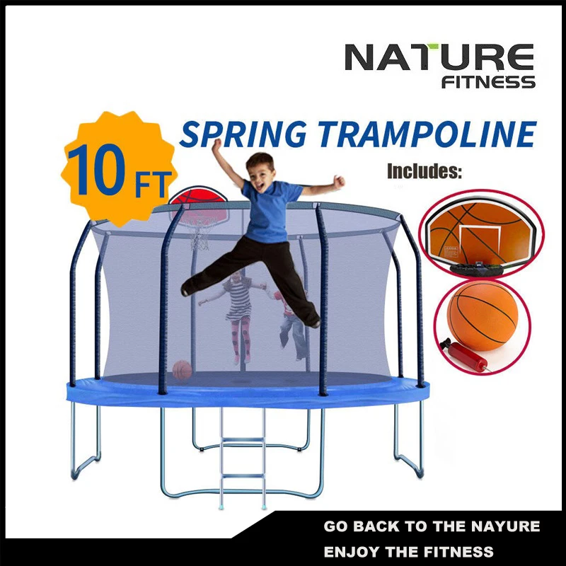 10ft Round Safety Net Spring Pad Ladder Optional Basketball Set Trampoline For Kidstrampoline