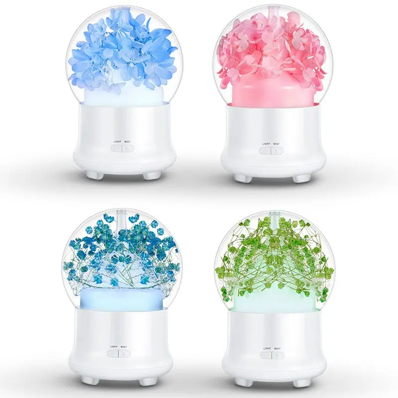 

100ML Air Humidifier Essential Oil Diffuser Aroma Lamp Aromatherapy Electric Aroma Diffuser Mist Maker for Home-Romantic Flower