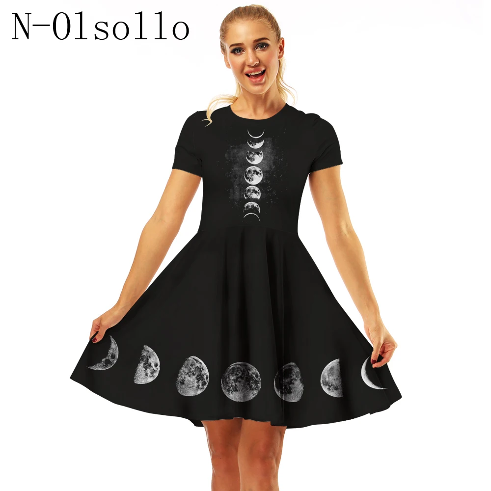 Лидер продаж женская одежда N-olsollo 2018 Цифровые платья с коротким рукавом и