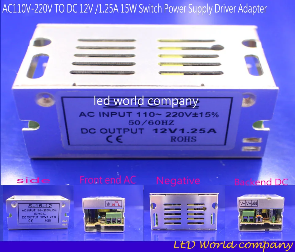 

Factory Directly Sell AC110V-220V TO DC 12V /1.25A 15W Switch Power Supply Driver Adapter LED Strip Light