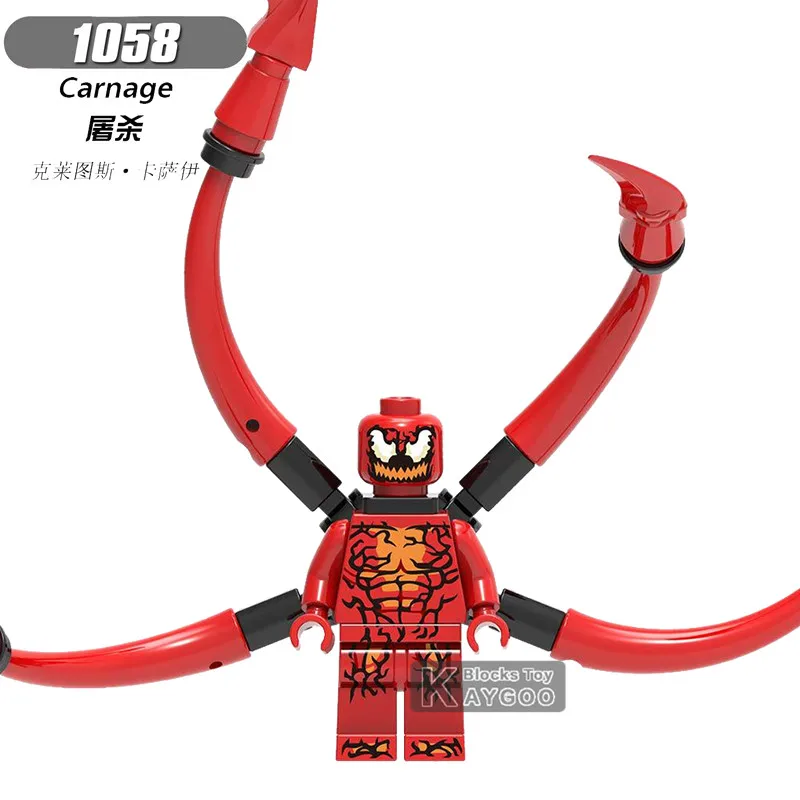 

Super Heroes Marvel Carnage Vulture Building Blocks Spiderman Bombastic Bag Man Doctor OctopusSingle Legoings Toys Kids Gifts