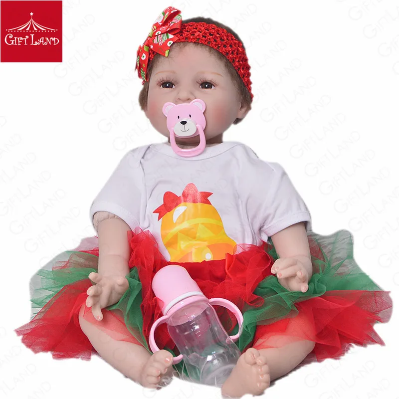 

Reborn Baby Doll 22inch Silicone Reborn Boneca Realista Fashion Baby Dolls For Princess Children Birthday Gift Bebe Reborn HOT