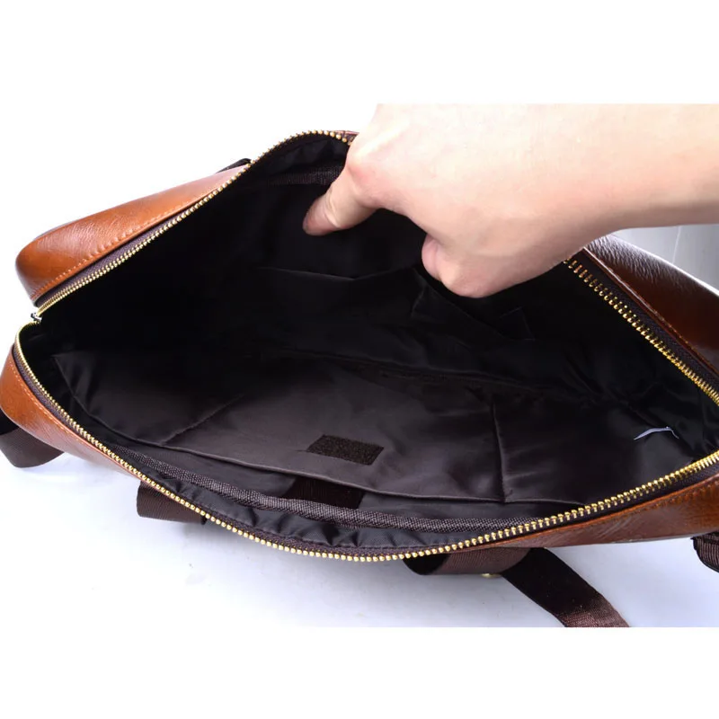 EUMOAN Cowhide Leather Briefcase Mens Genuine Leather Handbags Men's High Quality Business Messenger Bags laptop