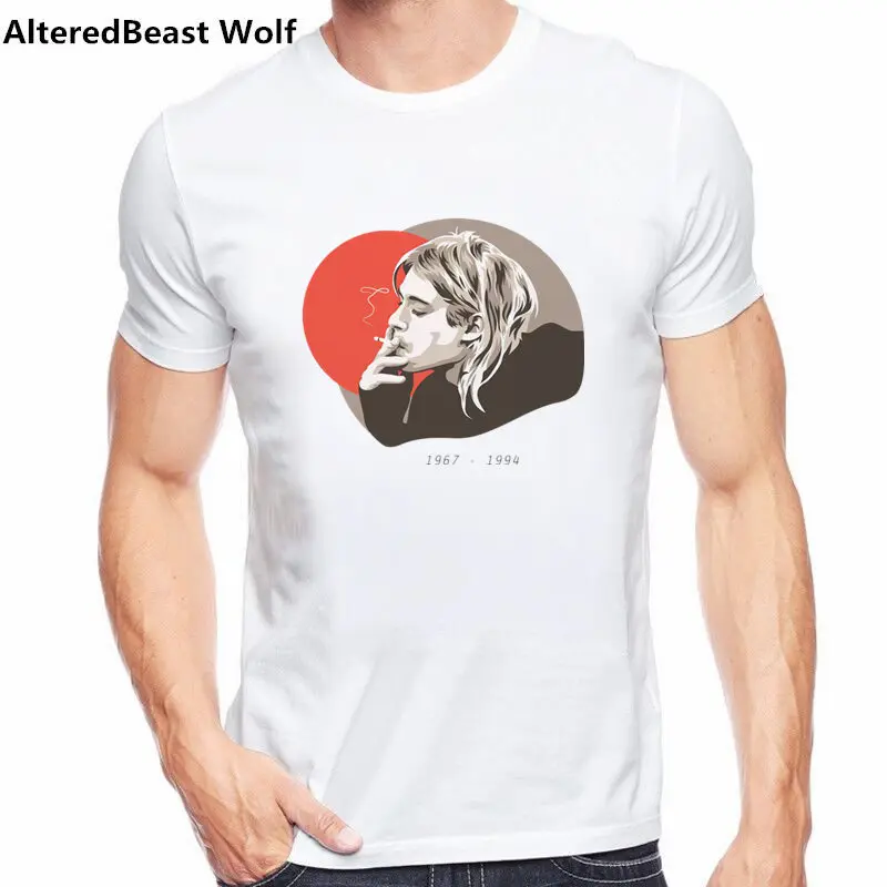 Photograph Amplified Kurt Cobain Men/'s Charcoal T-Shirt