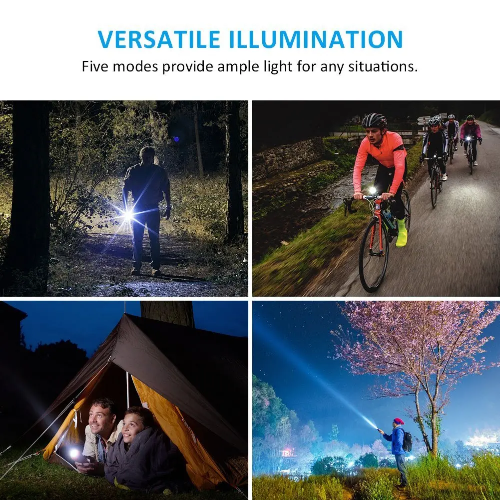Excellent Ultra-Bright Bike Light Stretch Zoom Q5 Bicycle Light Front LED Flashlight USB Rechargeable Built-In Battery Bicycle Accessories 5