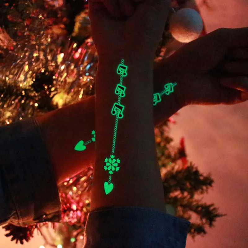 Украшения для рождественской вечеринки, Рождественская елка, снеговик, светящаяся временная татуировка, наклейка Noel, новогодние вечерние украшения, детские подарки