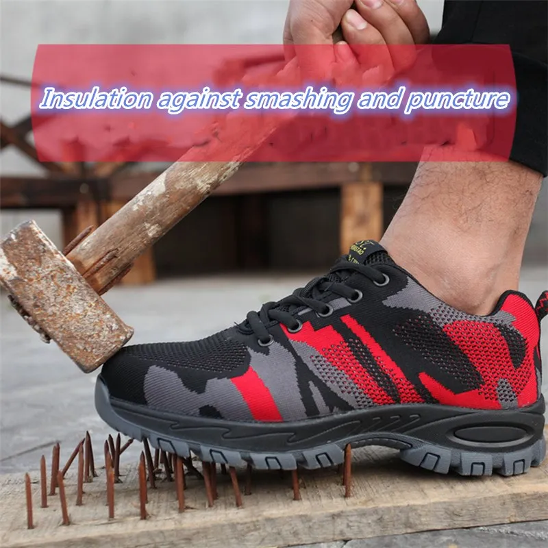 

2018 New Men's Outdoor Steel Toe Cap Military Work & Safety Boots Shoes Men Camouflage Army Puncture Proof Boots Sneakers Mens
