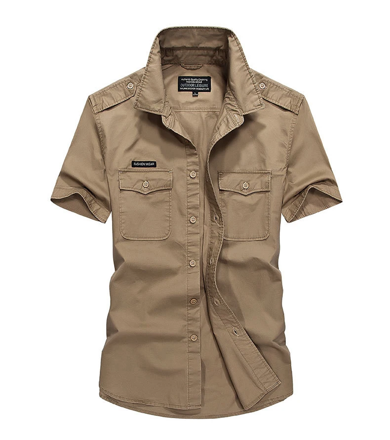 MAGCOMSEN Мужская рубашка с коротким рукавом, хлопковые рубашки, высокое качество, Военный стиль, армейские карго рубашки, мужские рубашки для сафари, одежда DHJP-01