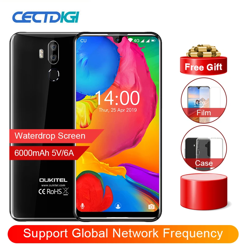 

OUKITEL K9 Waterdrop 7.12" FHD+ 1080*2244 16MP+2MP/8MP Mobile Phone 4GB 64GB Face ID Smartphone 6000mAh 5V/6A Quick Charge OTG