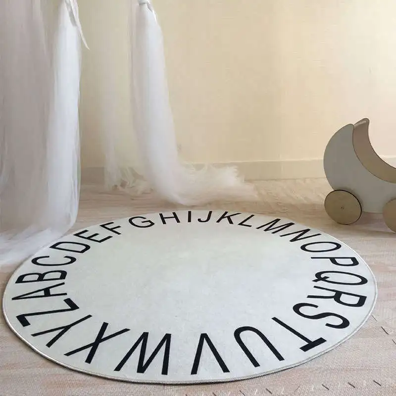 Детские изучение алфавита ковер Nordic Стиль круглый мягкие детские маты для ползания ребенка играть в игры Pad Детская комната декоративные коврики