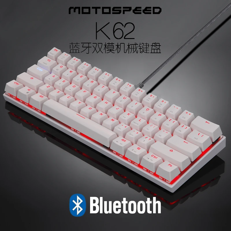 Motospeed CK62 Bluetooth Беспроводная Проводная игровая механическая клавиатура 61 клавиша RGB со светодиодной подсветкой для Android IOS Mac OS Windows