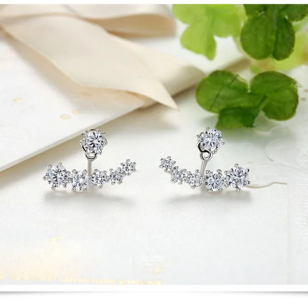 Новые модные 925 пробы серебряные блестящие кубические циркониевые Кристальные бусины шейные серьги для женщин Свадебные Bijoux Brincos