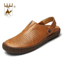 BACKCAMEL/ г. летние мужские кожаные повседневные сандалии пляжная обувь без застежки модная удобная дышащая перфорированная обувь мужская Повседневная Популярная обувь