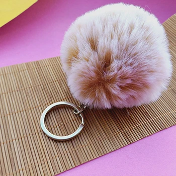 1 Piece!!! Top Quality Silver Metal Buckle Key Chain Faux Rabbit Fur Ball Pendant Bag Keychain Small Gift 17 Colors | Украшения и