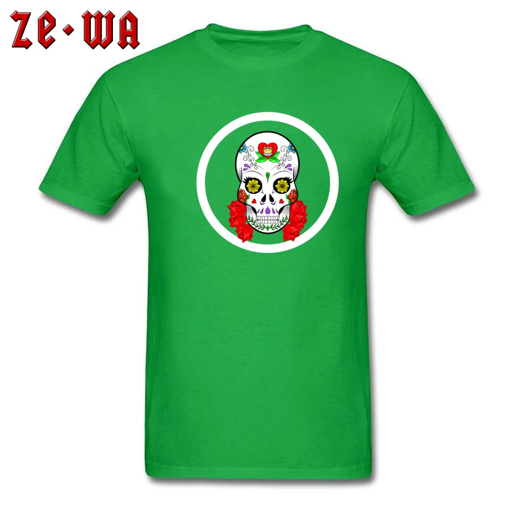 Candy Skull Mens High Quality Customized Tees O Neck NEW YEAR DAY All Cotton T-shirts Street Short Sleeve Top T-shirts Candy Skull green
