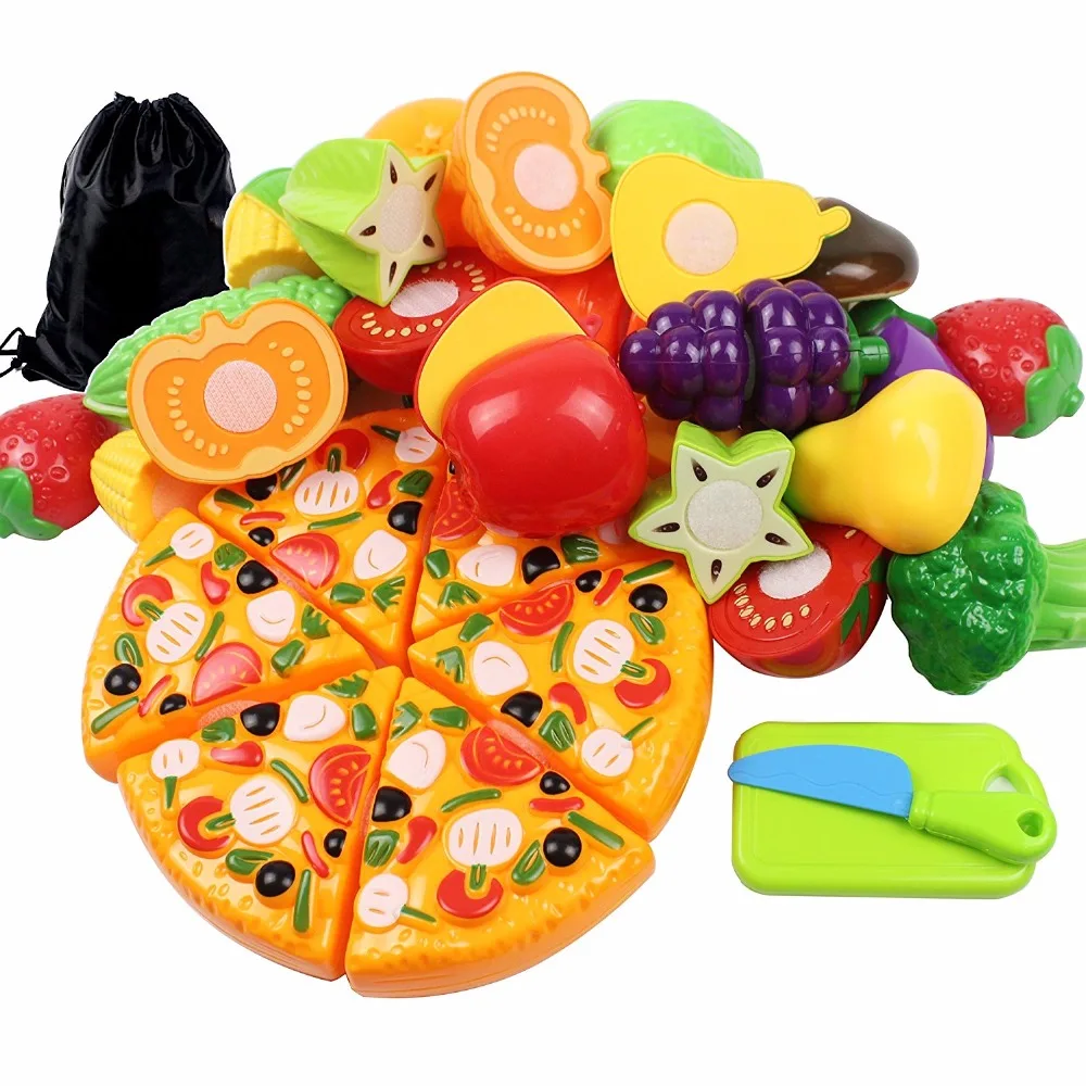 24 шт. комплект Кухонные игрушки Fun Резка фрукты овощи Еда playset для образования