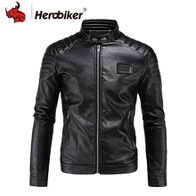 HEROBIKER мотоциклетная куртка из искусственной кожи Мужская винтажная Ретро мото искусственная Панк кожаные куртки одежда для мотоцикла пальто приталенный Размер