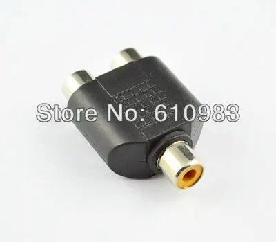 

Free shipping (5 pieces/lot) Y type nickel plated RCA audio adapter RCA female jack to 2 RCA female Jack connector adapter
