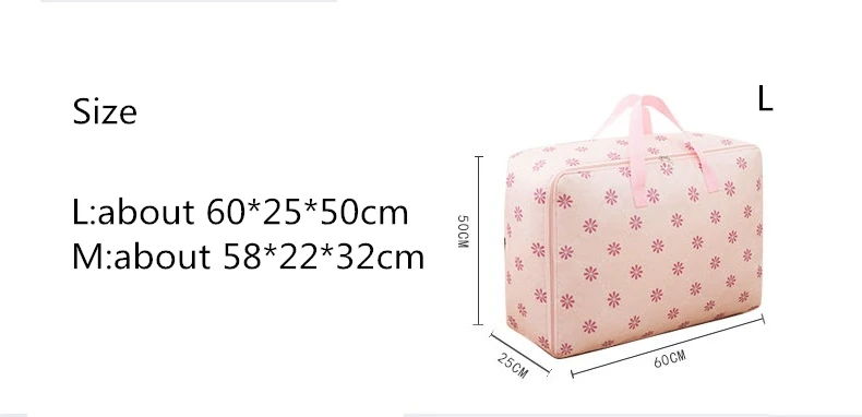 Cute Cartoon Print Oxford Storage Bag 2pcs/set Quilt Storage Organizer Waterproof Dirt-proof Closet Organizer For Bedding Cloth