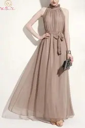 Elegant Women A Line Evening Dresses 2019 New Halter Neck Chiffon Suknie Wieczoro Formal Party Gowns Long Prom vestido de festa Elegant Women A Line Evening Dresses 2019 New Halter Neck Chiffon Suknie Wieczoro Formal Party Gowns Long Prom vestido de festa